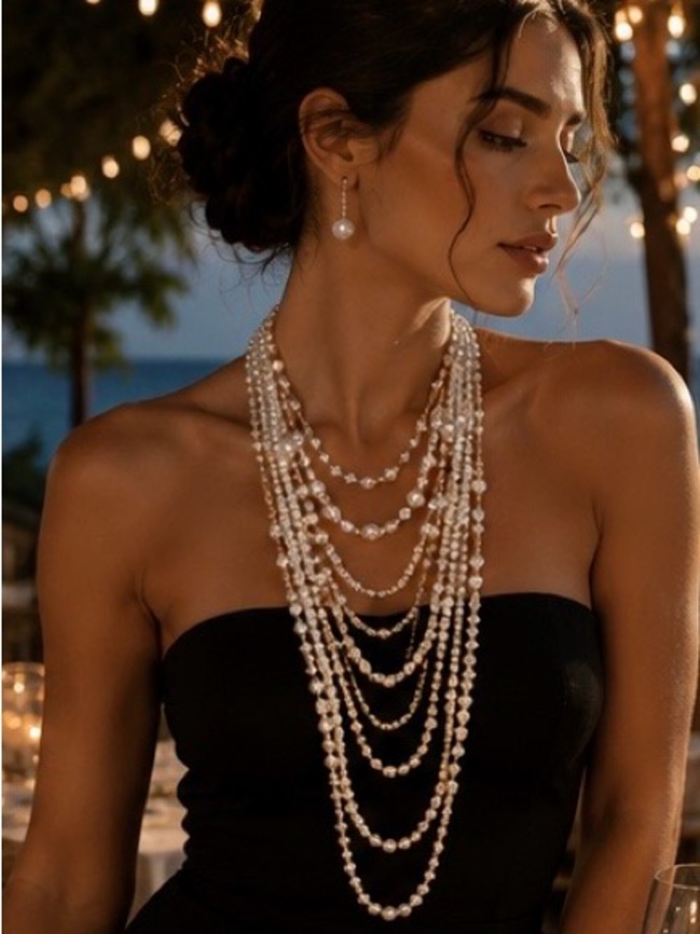Layered Pearl Statement Necklace | Elegant Luxury Multi Strand Jewelry